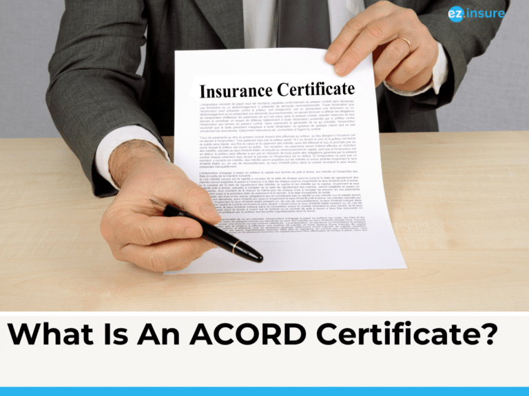 Person holding an ACORD insurance certificate above the words, "What is an ACORD Certificate?"