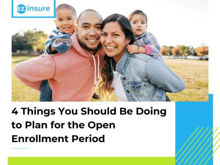 Smiling family outdoors. Below them is the text "4 Things You Should Be Doing to Plan for the Open Enrollment Period."